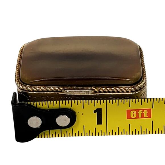 Antique Brass Engraved Pill Box Art Nouveau England XIX Century - Picture 5 of 6